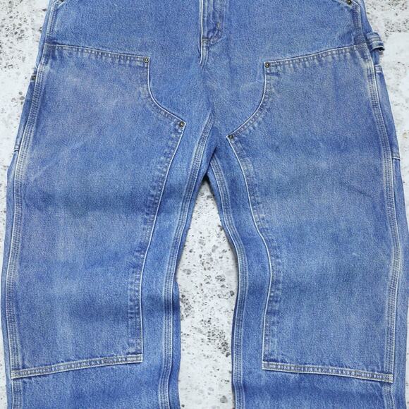Vintage Carhartt B73 DST Faded Blue Jeans Denim Double Knee Carpenter Pant 33x31 - Picture 4 of 16